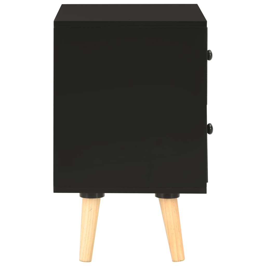 Nachttische 2 Stk. Schwarz 40 x 30 x 50 cm Kiefer Massivholz
