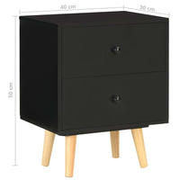 Thumbnail for Nachttische 2 Stk. Schwarz 40 x 30 x 50 cm Kiefer Massivholz