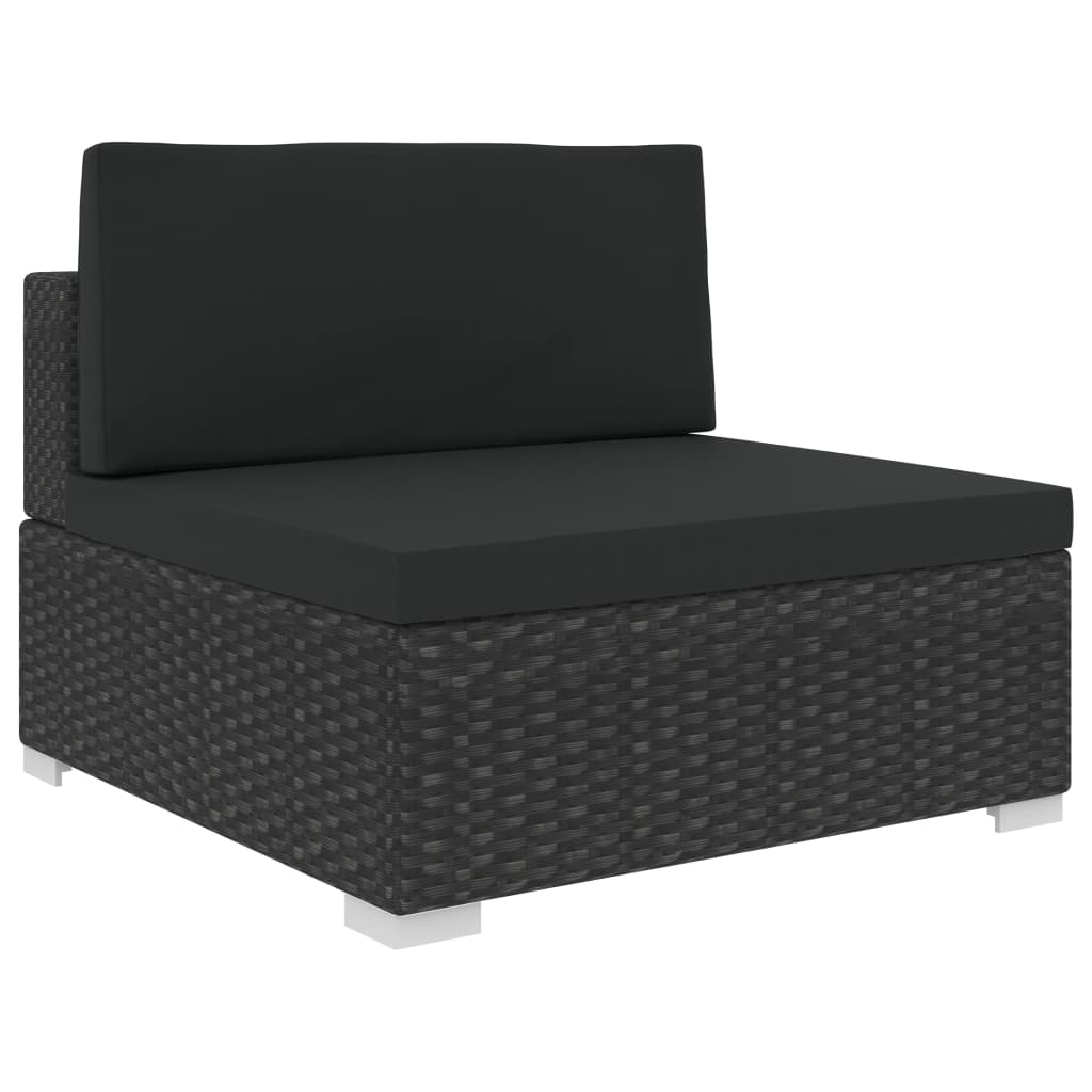 8-tlg. Garten-Lounge-Set mit Auflagen Poly Rattan Schwarz