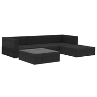 Thumbnail for 5-tlg. Garten-Lounge-Set mit Auflagen Poly Rattan Schwarz