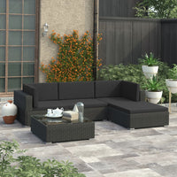 Thumbnail for 5-tlg. Garten-Lounge-Set mit Auflagen Poly Rattan Schwarz