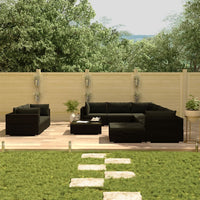 Thumbnail for 10-tlg. Garten-Lounge-Set mit Auflagen Poly Rattan Schwarz
