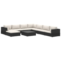 Thumbnail for 9-tlg. Garten-Lounge-Set mit Auflagen Poly Rattan Schwarz