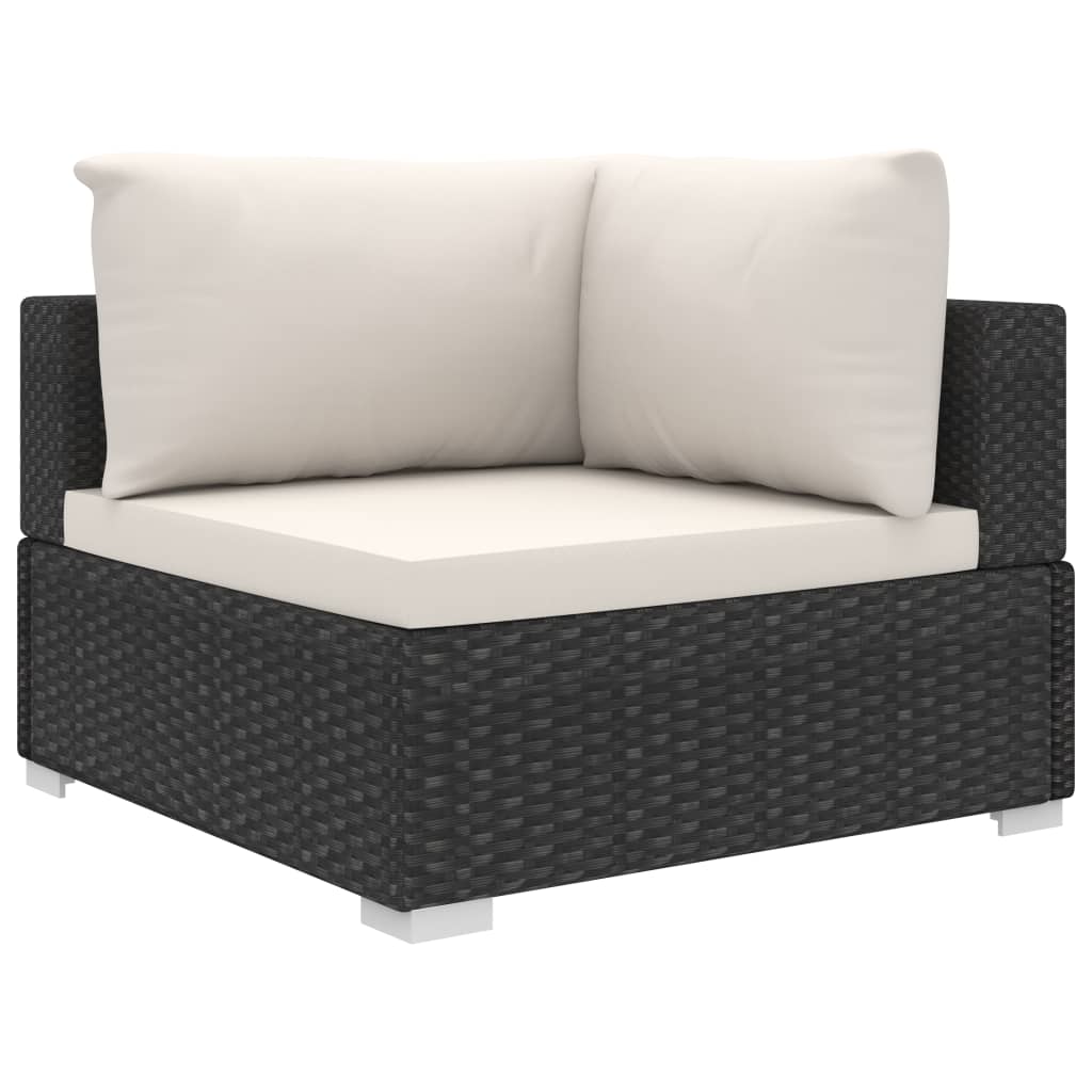 9-tlg. Garten-Lounge-Set mit Auflagen Poly Rattan Schwarz