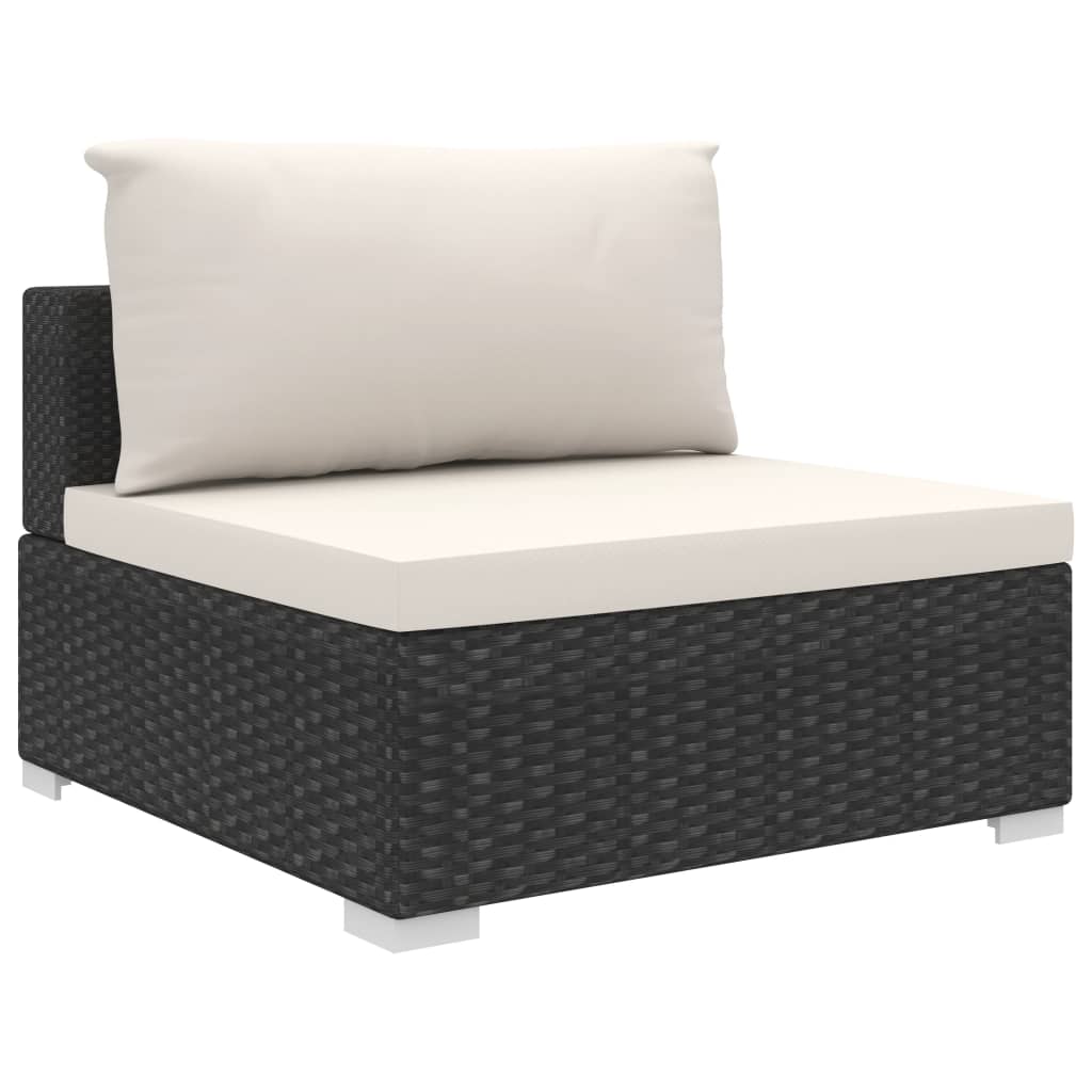 9-tlg. Garten-Lounge-Set mit Auflagen Poly Rattan Schwarz