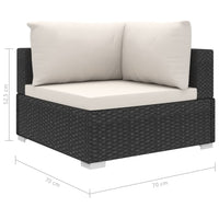 Thumbnail for 9-tlg. Garten-Lounge-Set mit Auflagen Poly Rattan Schwarz