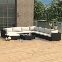 Thumbnail for 9-tlg. Garten-Lounge-Set mit Auflagen Poly Rattan Schwarz