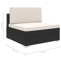 Thumbnail for Modular-Sofa-Mittelteil 1 Stk. + Auflagen Poly Rattan Schwarz