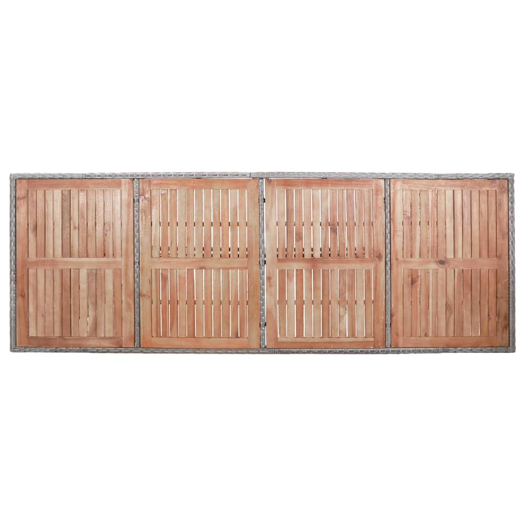 9-tlg. Garten-Essgruppe mit Auflagen Poly Rattan Grau