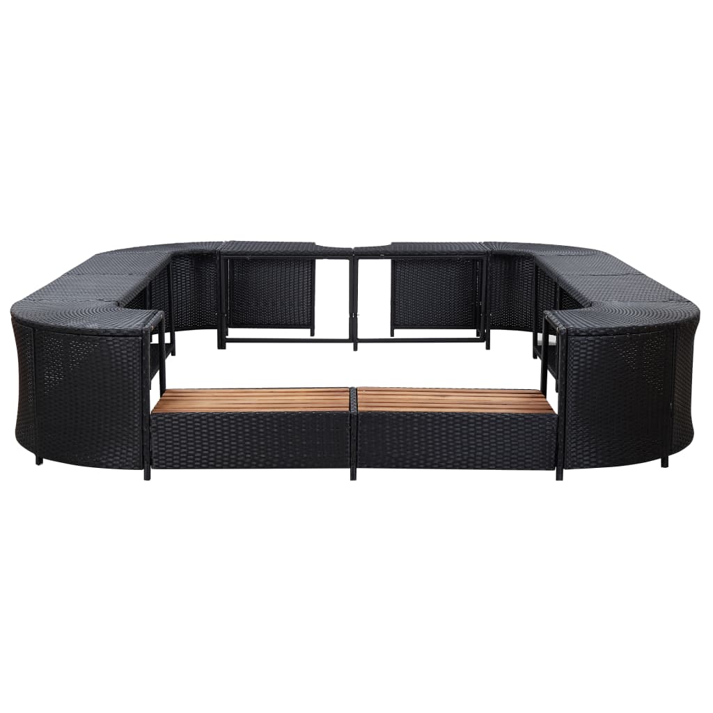 Whirlpool-Umrandung Quadratisch Schwarz 268x268x55 Poly Rattan