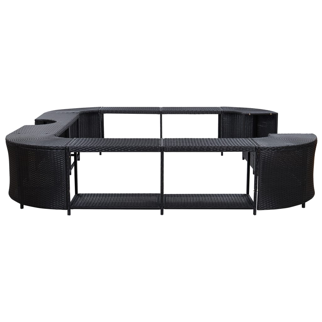 Whirlpool-Umrandung Quadratisch Schwarz 268x268x55 Poly Rattan
