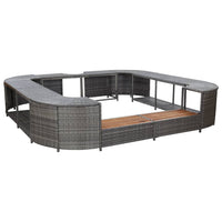 Thumbnail for Whirlpool-Umrandung Quadratisch Grau 268x268x55 cm Poly Rattan