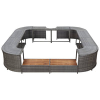 Thumbnail for Whirlpool-Umrandung Quadratisch Grau 268x268x55 cm Poly Rattan