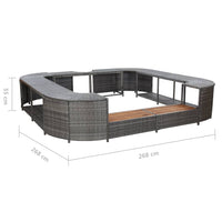 Thumbnail for Whirlpool-Umrandung Quadratisch Grau 268x268x55 cm Poly Rattan