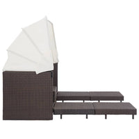 Thumbnail for Ausziehbares 3-Sitzer-Schlafsofa mit Dach Poly Rattan Braun