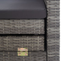 Thumbnail for Ausziehbares 3-Sitzer-Schlafsofa mit Dach Poly Rattan Grau