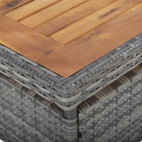 Thumbnail for Garten-Esstisch Grau Poly Rattan und Massivholz Akazie