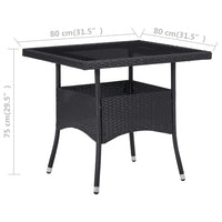 Thumbnail for Garten-Esstisch Schwarz Poly Rattan und Glas