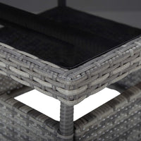 Thumbnail for Garten-Esstisch Grau Poly Rattan und Glas