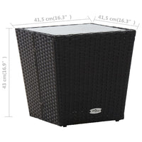 Thumbnail for Beistelltisch Schwarz 41,5×41,5×43 cm Poly Rattan und Hartglas