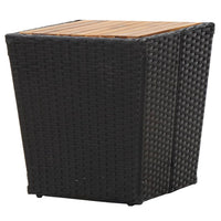Thumbnail for Beistelltisch Schwarz 41,5×41,5×43 cm Poly Rattan & Massivholz
