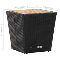 Thumbnail for Beistelltisch Schwarz 41,5×41,5×43 cm Poly Rattan & Massivholz