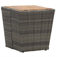 Thumbnail for Beistelltisch Grau 41,5×41,5×43 cm Poly Rattan & Massivholz