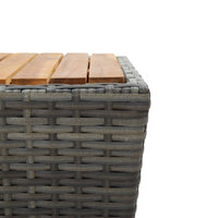 Thumbnail for Beistelltisch Grau 41,5×41,5×43 cm Poly Rattan & Massivholz