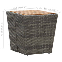 Thumbnail for Beistelltisch Grau 41,5×41,5×43 cm Poly Rattan & Massivholz