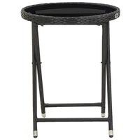 Thumbnail for Beistelltisch Schwarz 60 cm Poly Rattan und Hartglas