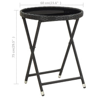 Thumbnail for Beistelltisch Schwarz 60 cm Poly Rattan und Hartglas
