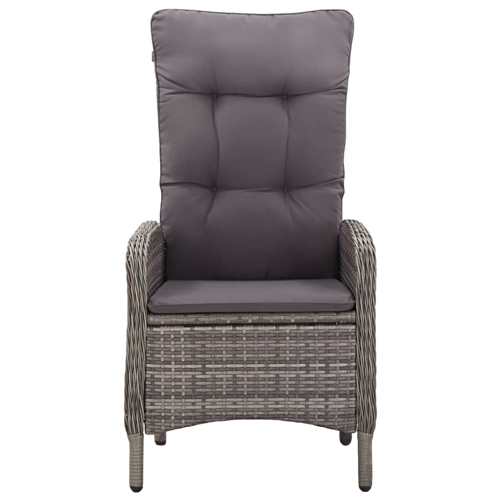 vidaXL Gartenstühle 2 Stk. Poly Rattan Grau