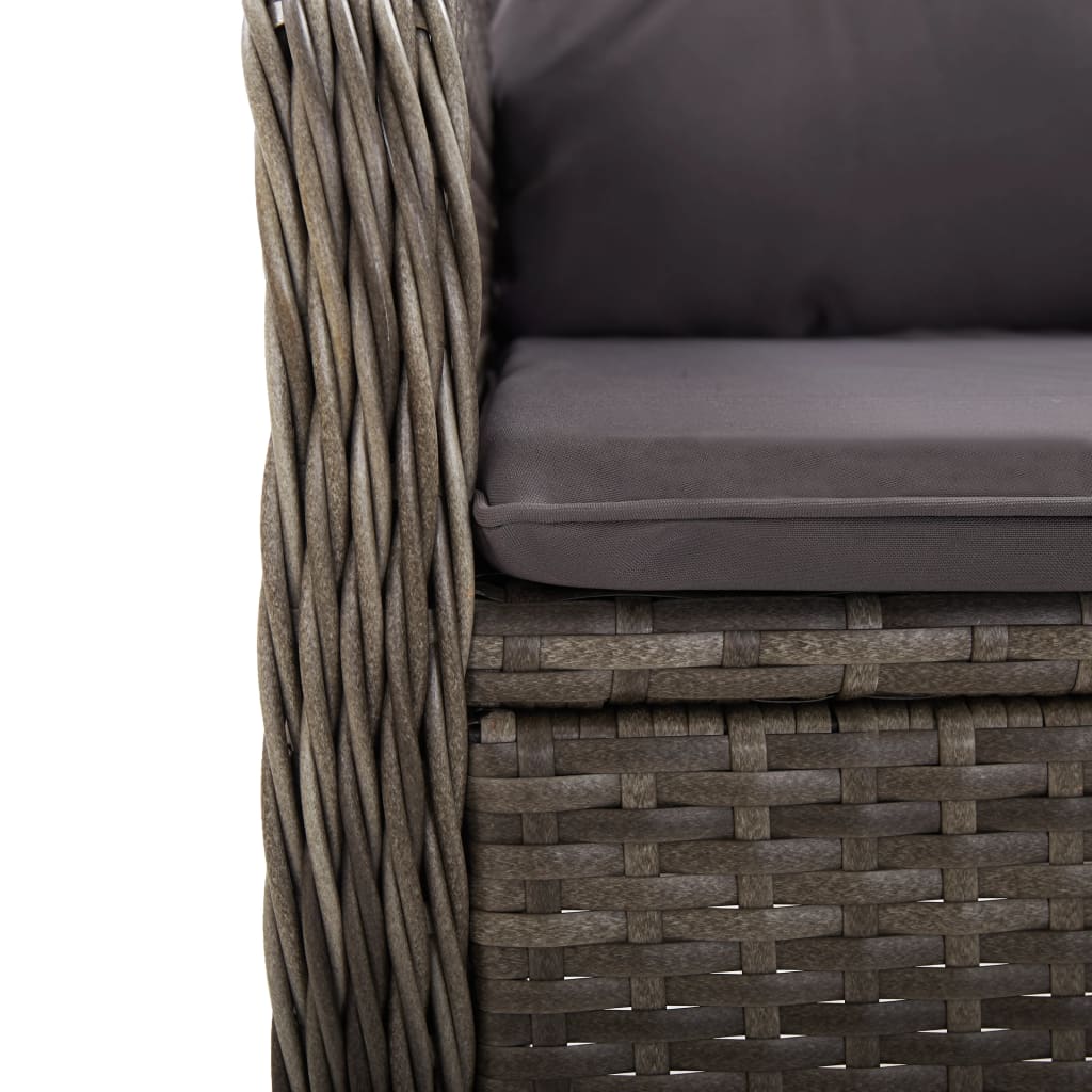 vidaXL Gartenstühle 2 Stk. Poly Rattan Grau