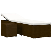 Thumbnail for Sonnenliege mit Auflage und Teetisch Poly Rattan Braun