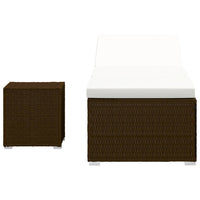 Thumbnail for Sonnenliege mit Auflage und Teetisch Poly Rattan Braun
