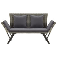 Thumbnail for Gartenbank mit Auflagen 176 cm Grau Poly Rattan