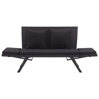 Thumbnail for Gartenbank mit Auflagen 176 cm Schwarz Poly Rattan