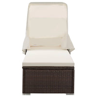 Thumbnail for Sonnenliege mit Sonnenschutz und Auflagen Poly Rattan Braun