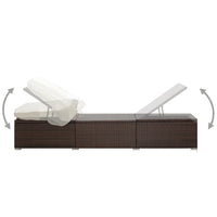 Thumbnail for Sonnenliege mit Sonnenschutz und Auflagen Poly Rattan Braun