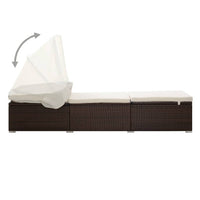 Thumbnail for Sonnenliege mit Sonnenschutz und Auflagen Poly Rattan Braun