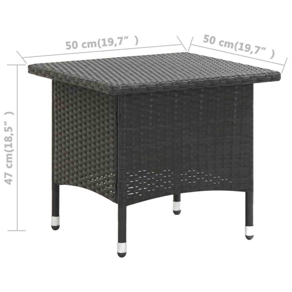 Teetisch Schwarz 50 x 50 x 47 cm Poly Rattan