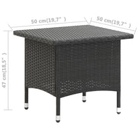 Thumbnail for Teetisch Schwarz 50 x 50 x 47 cm Poly Rattan