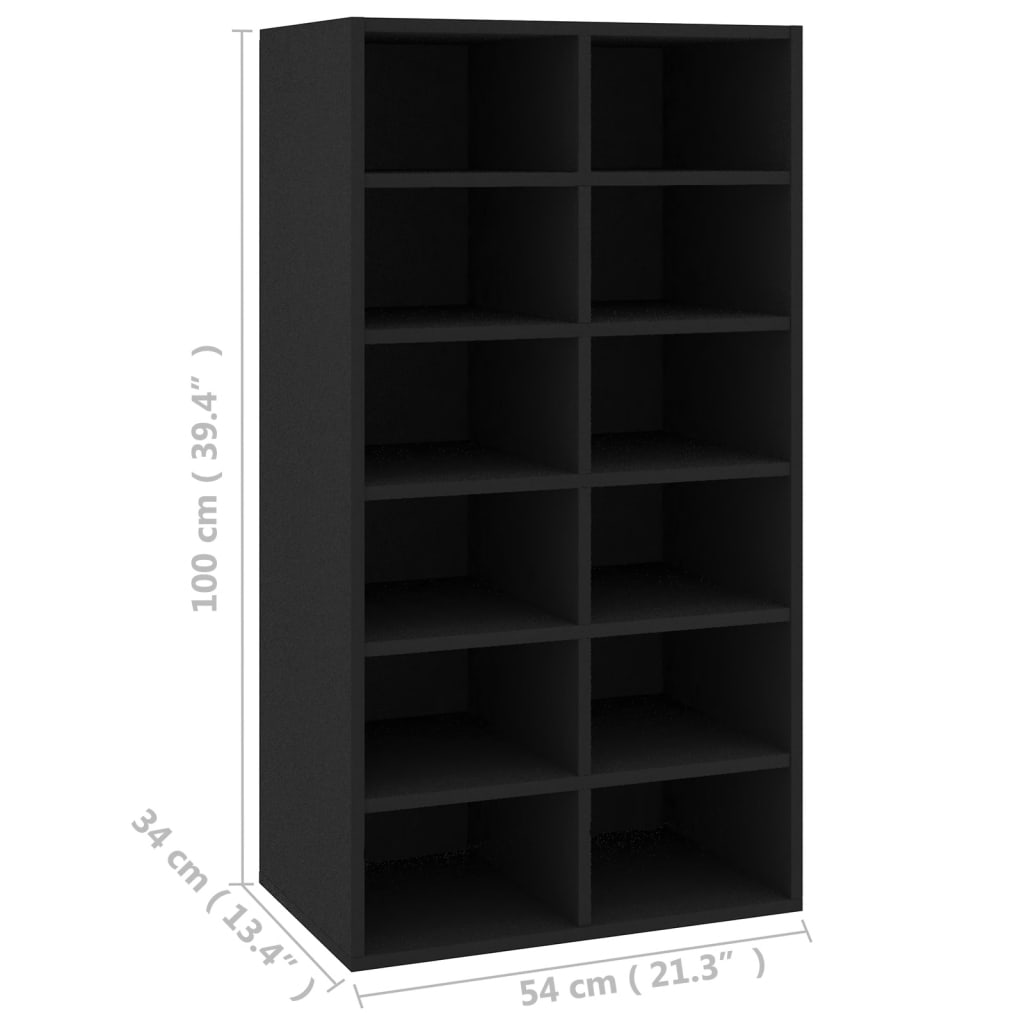 Schuhregal Schwarz 54×34×100 cm Spanplatte