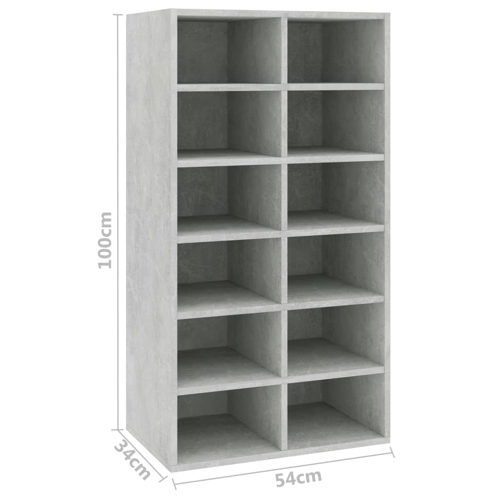 Schuhregal Betongrau 54×34×100 cm Spanplatte