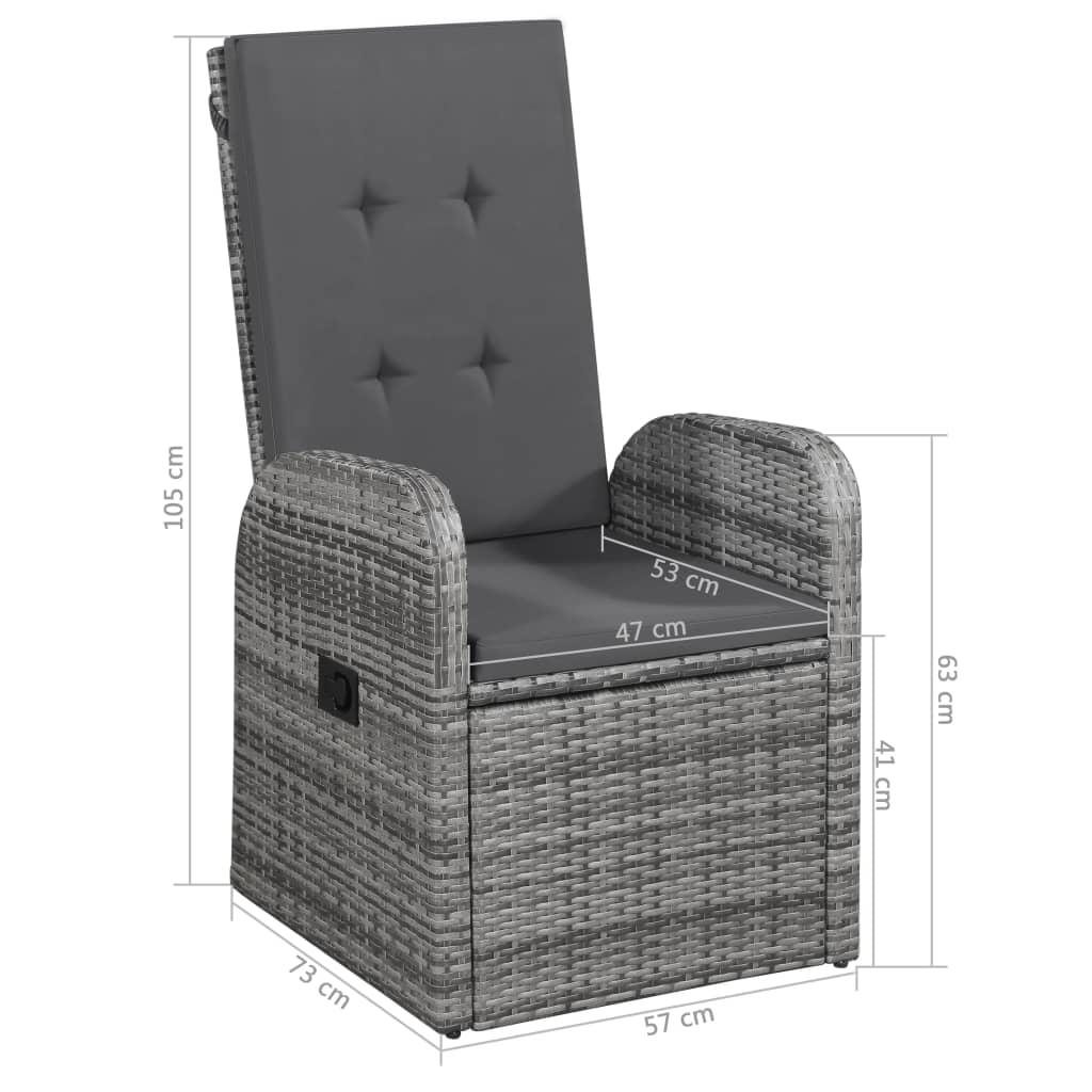 Garten-Liegestühle 2 Stk. mit Auflagen Poly Rattan Grau