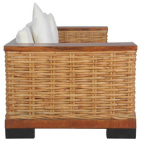 Thumbnail for 2-tlg. Sofagarnitur mit Auflagen Braun Natur Rattan