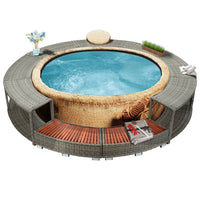 Thumbnail for Whirlpool-Umrandung Grau Poly Rattan