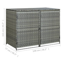 Thumbnail for Mülltonnenbox für 2 Tonnen Poly Rattan Anthrazit 148×77×111 cm