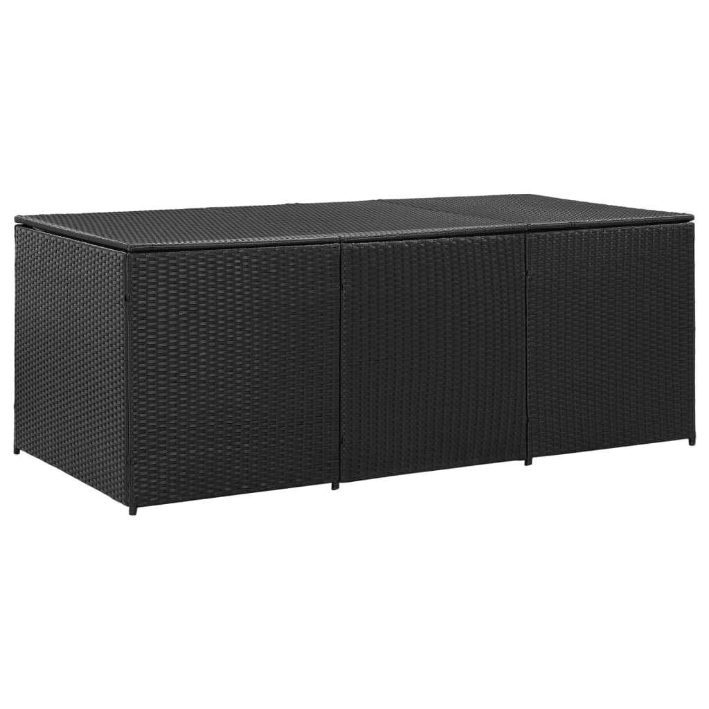 Gartenbox Poly Rattan 180x90x75 cm Schwarz