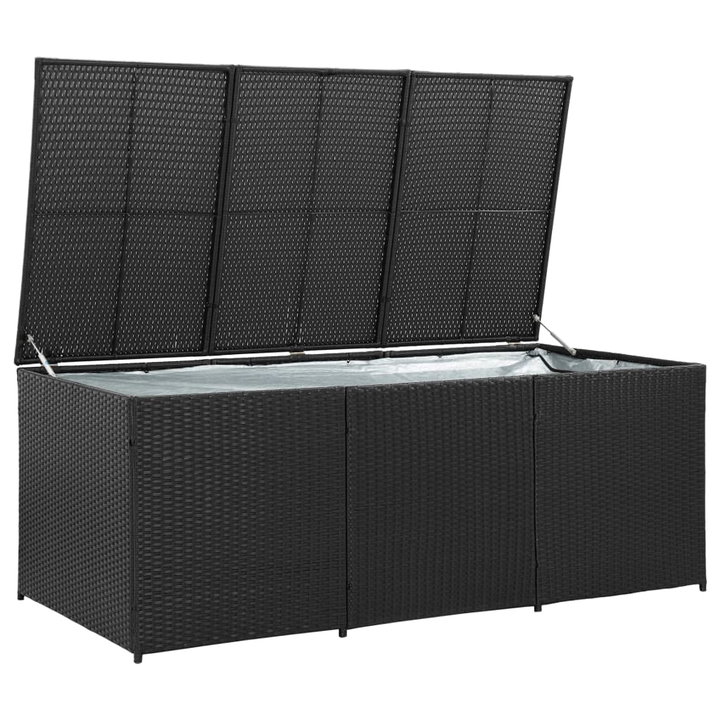 Gartenbox Poly Rattan 180x90x75 cm Schwarz